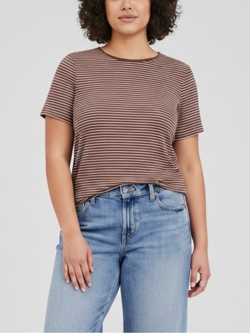 💥6/$35💥 NWT Old Navy Luxe Striped Long Sleeve Tee XXL Brown Bold Stripe